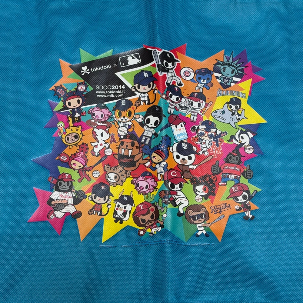 tokidoki x MLB Large Tote Bag w/ Colorful baseball mascots, Tokidoki Characters - Picture 2 of 7
